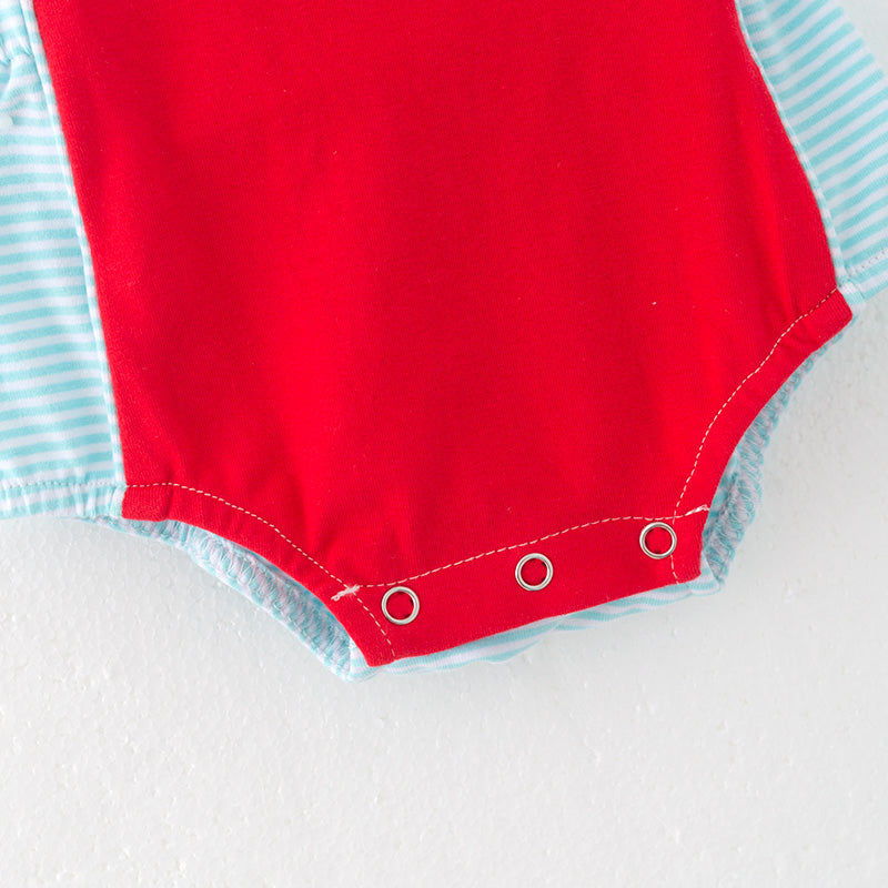 (In Stock)Toddler Boys Spring and Summer Baseball Embroidery Smocked Romper