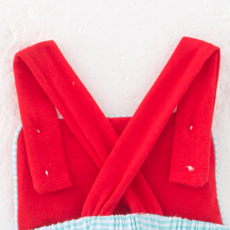 (In Stock)Toddler Boys Spring and Summer Baseball Embroidery Smocked Romper