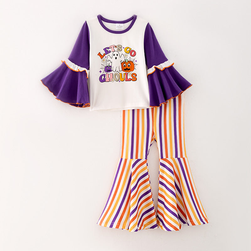 (In Stock L25-1-1)Girls Halloween Print Outfit Set