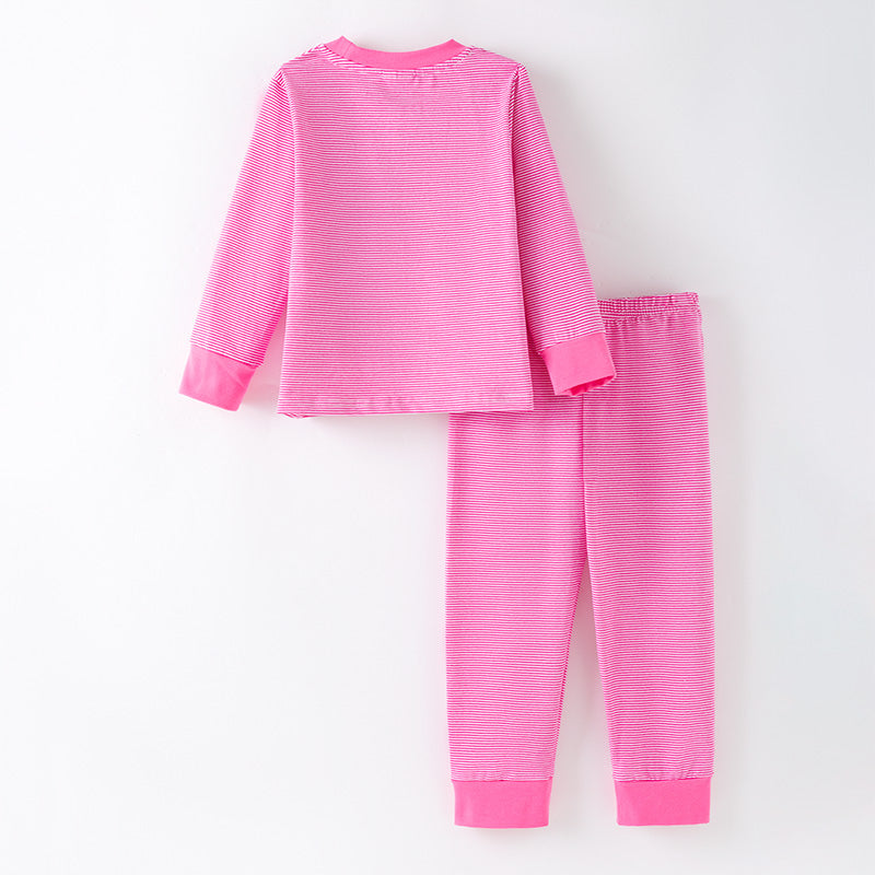 (In Stock)Girls Christmas Applique Cotton Pajamas