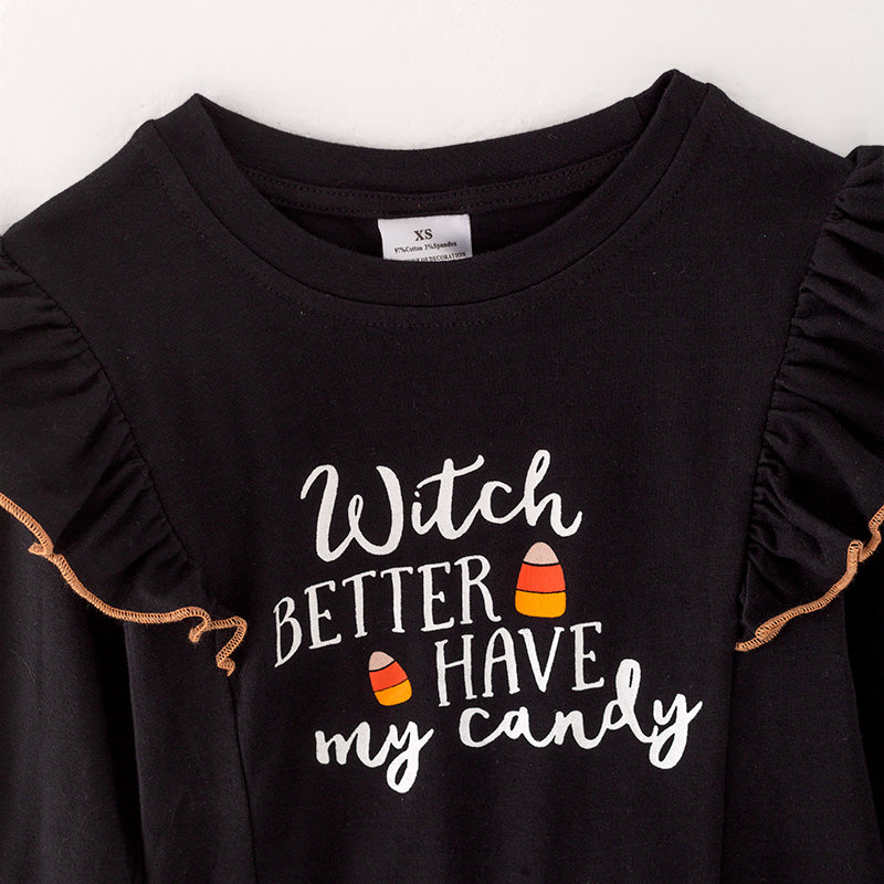 (In Stock G11-5-2)Girls Halloween Print Outfit Set