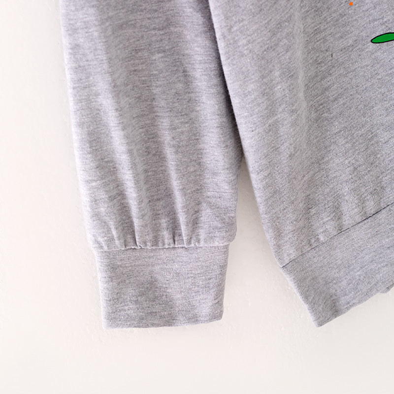 (In Stock G11-1-1)Girls Grey Halloween Print Top