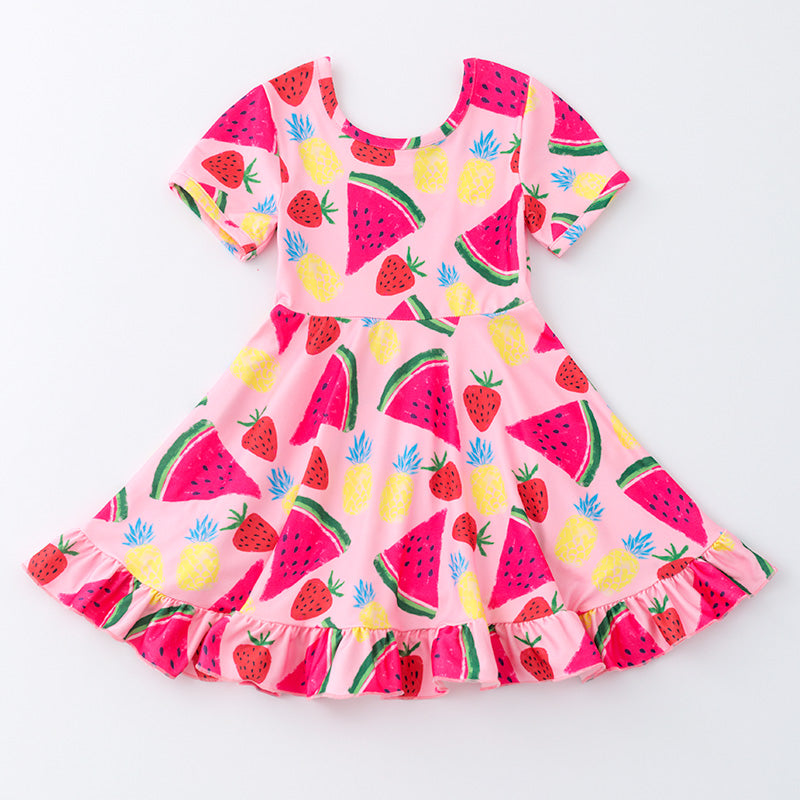 (Pre Order)Girls Spring and Summer Strawberry Print Dress