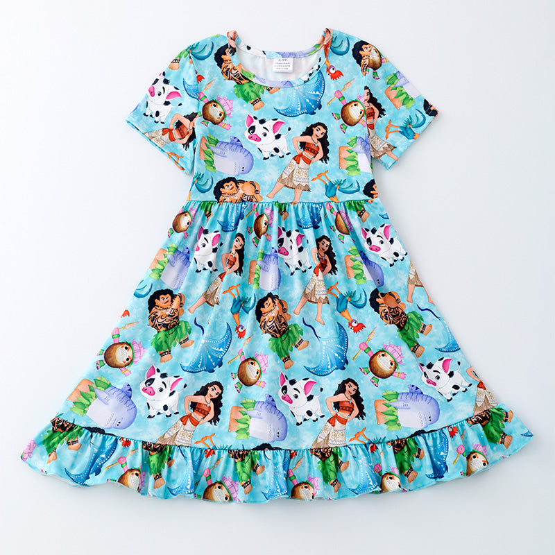 (Pre Order)Girls Cartoon Character Print Dress