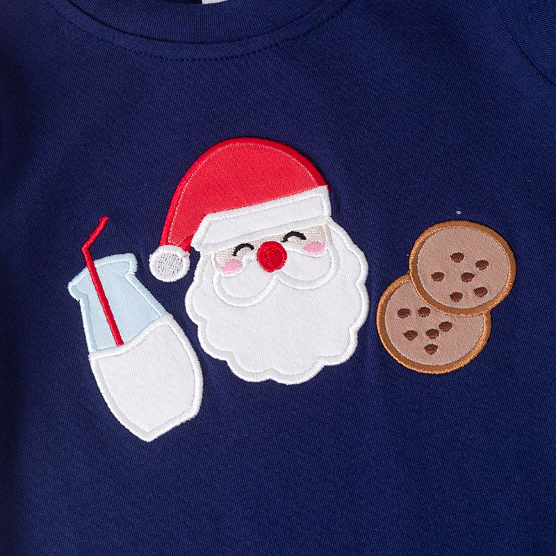 (In Stock)Toddler Boys Christmas Santa Claus Applique Cotton Romper