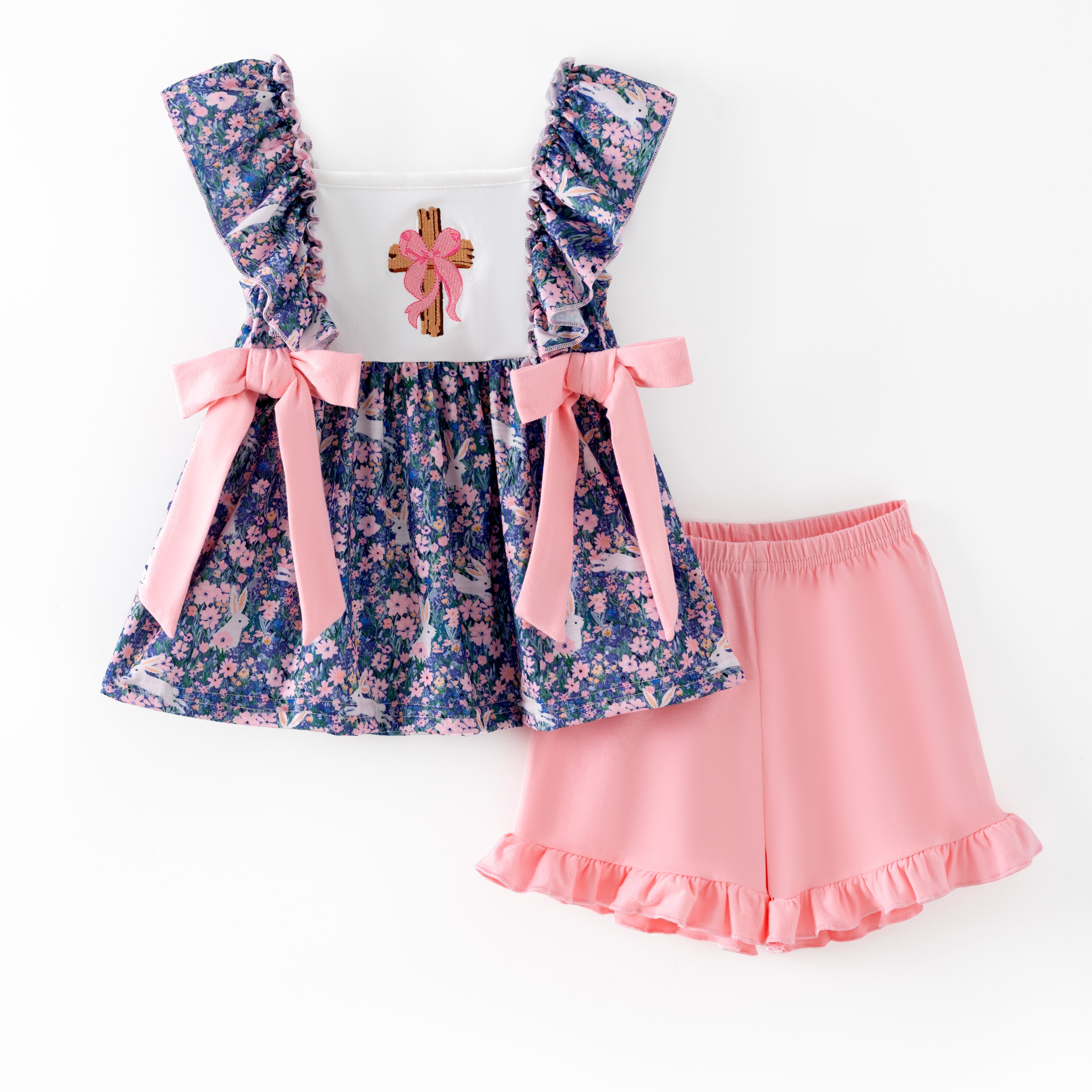 (In Stock)Girls Easter Cross Embroidery Dress,Set&Romper