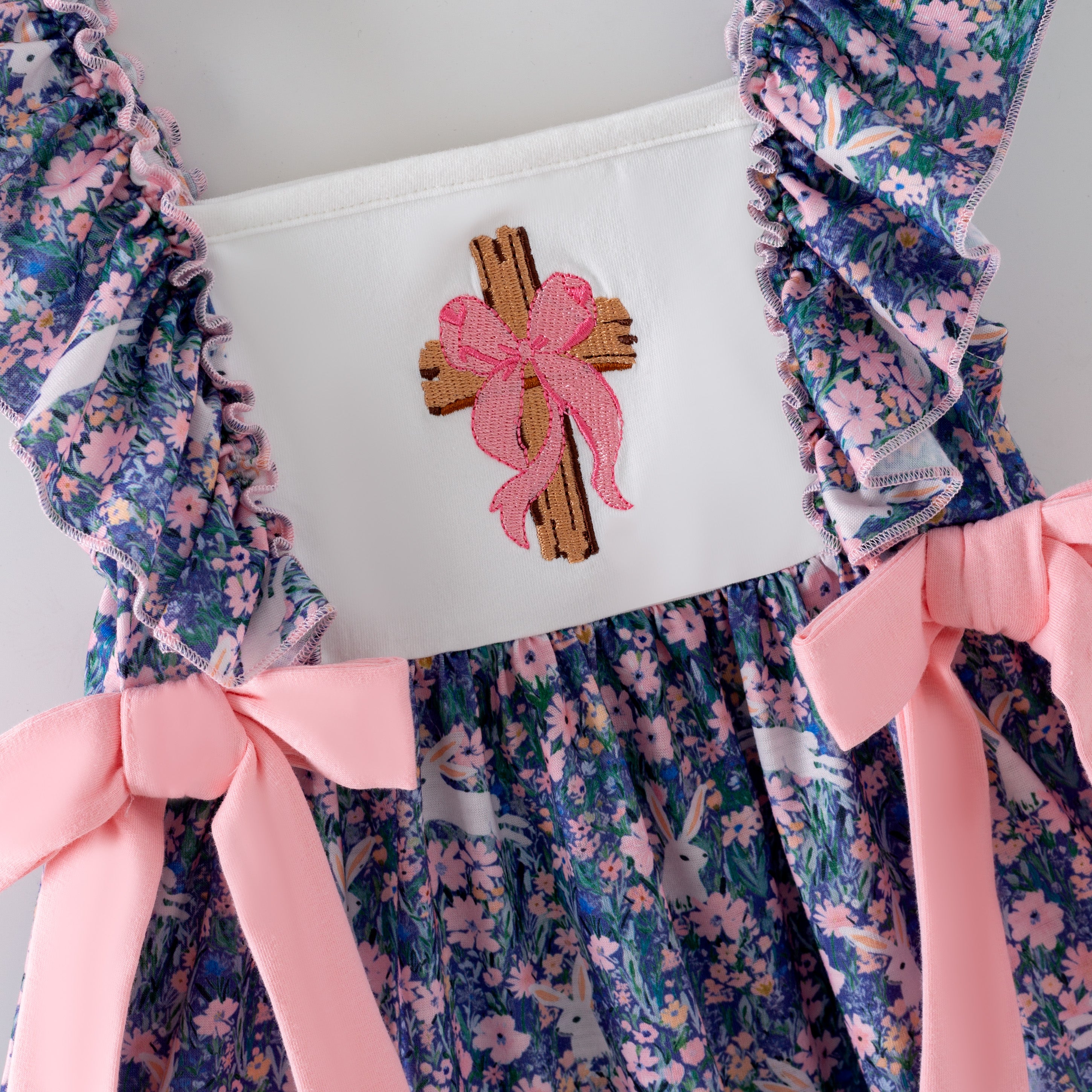 (In Stock)Girls Easter Cross Embroidery Dress,Set&Romper