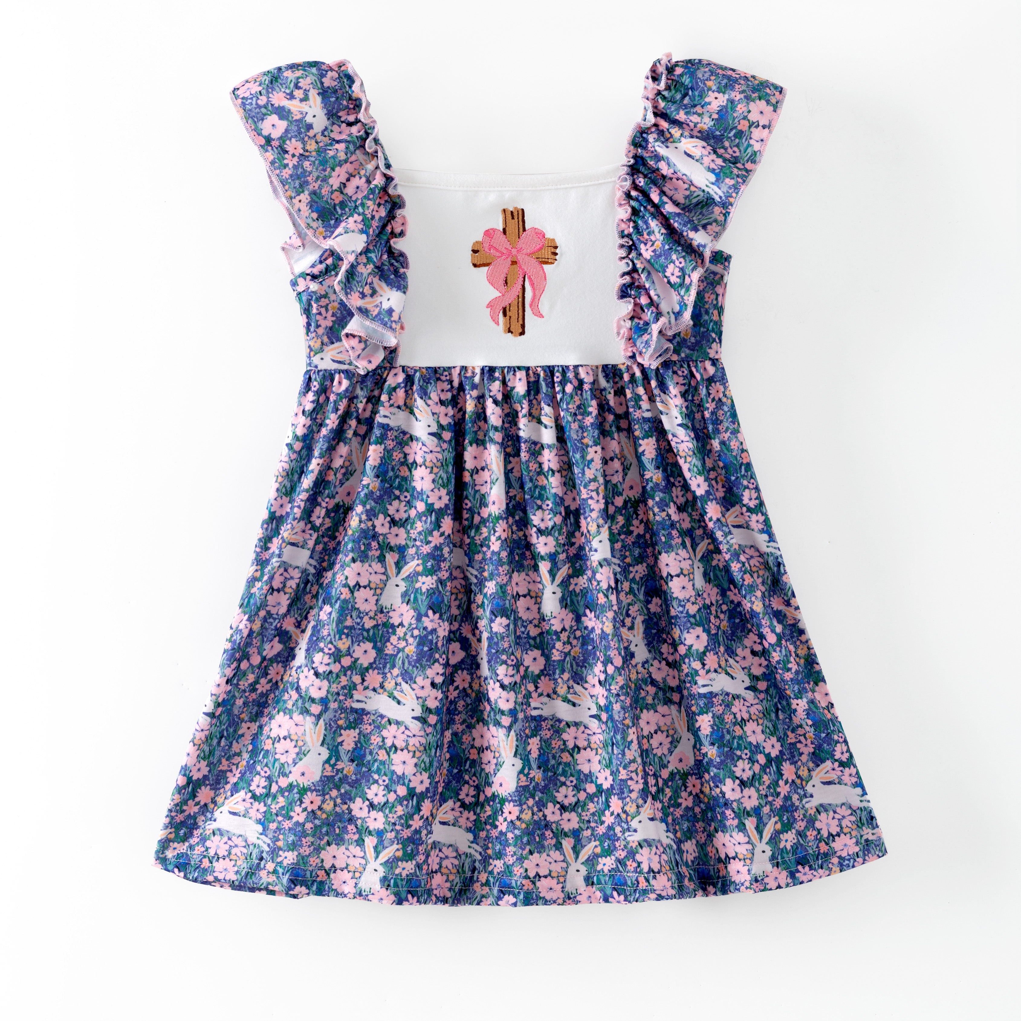 (In Stock)Girls Easter Cross Embroidery Dress,Set&Romper