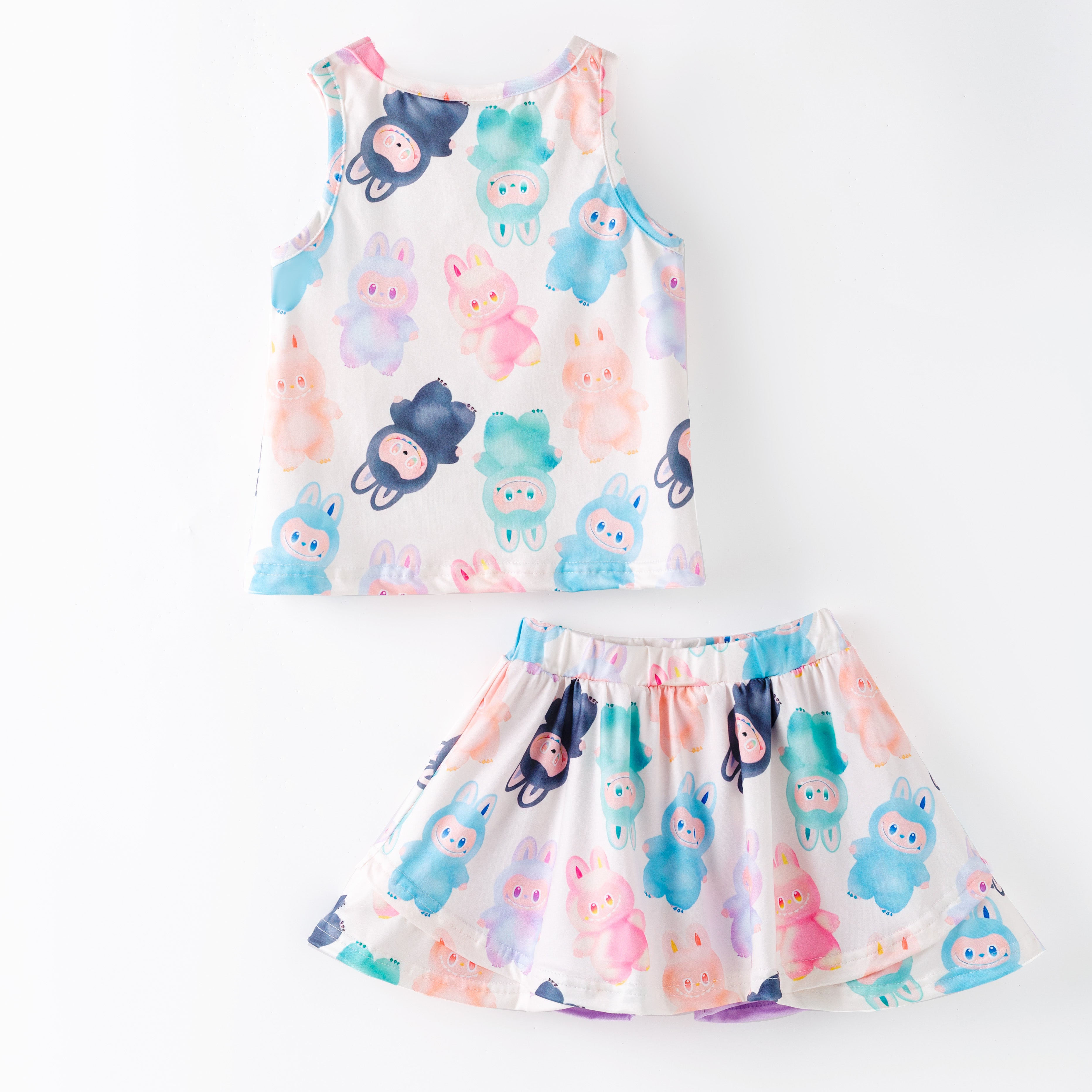 (Pre Order)Girls Summer Cartoon Print Dress&Set