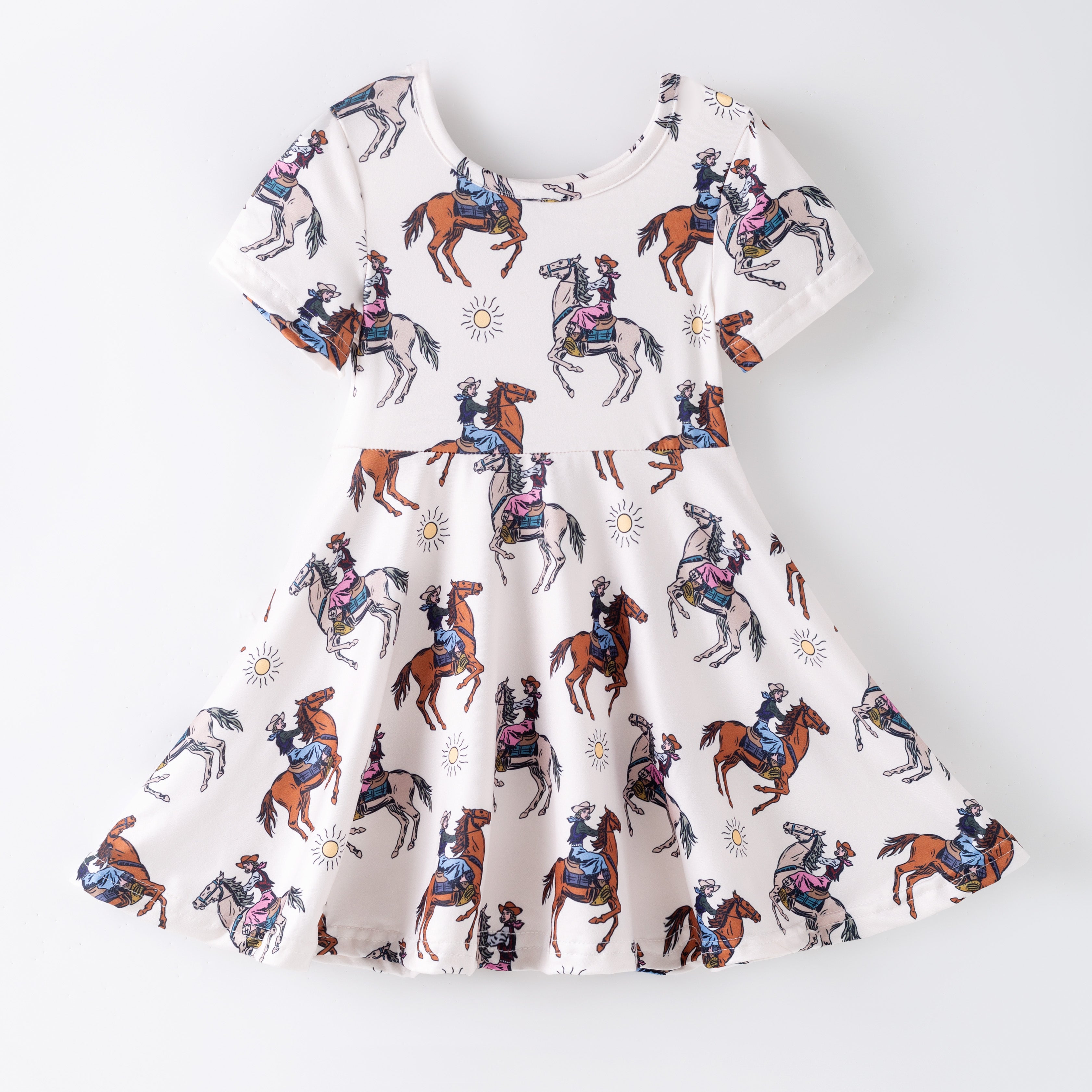 (Pre Order)Girls Spring and Summer Horse&Chick Print Dress