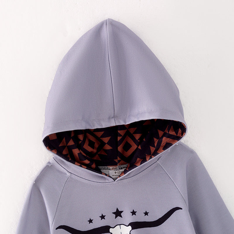 (In Stock L21-3-2)Boys Grey Hooded Top Set