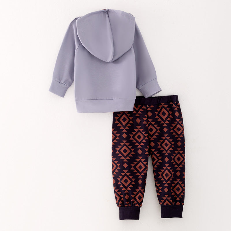 (In Stock L21-3-2)Boys Grey Hooded Top Set