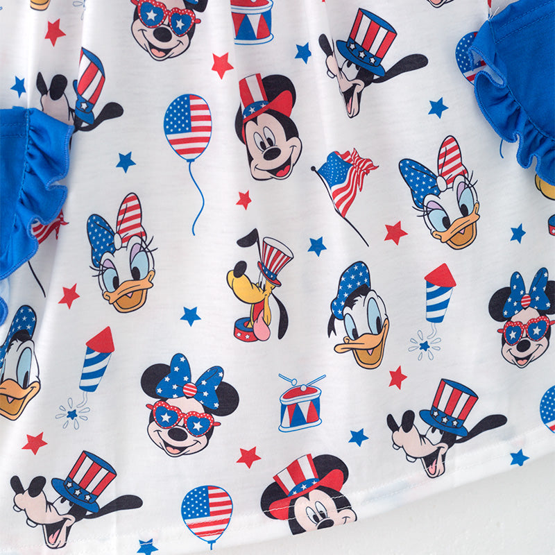 (In Stock)Girls Patriotic Cartoon Embroidery Dress