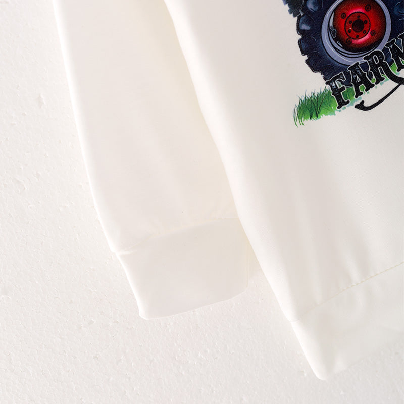 (In Stock L21-3-3)Boys White Farm Print Hoodie