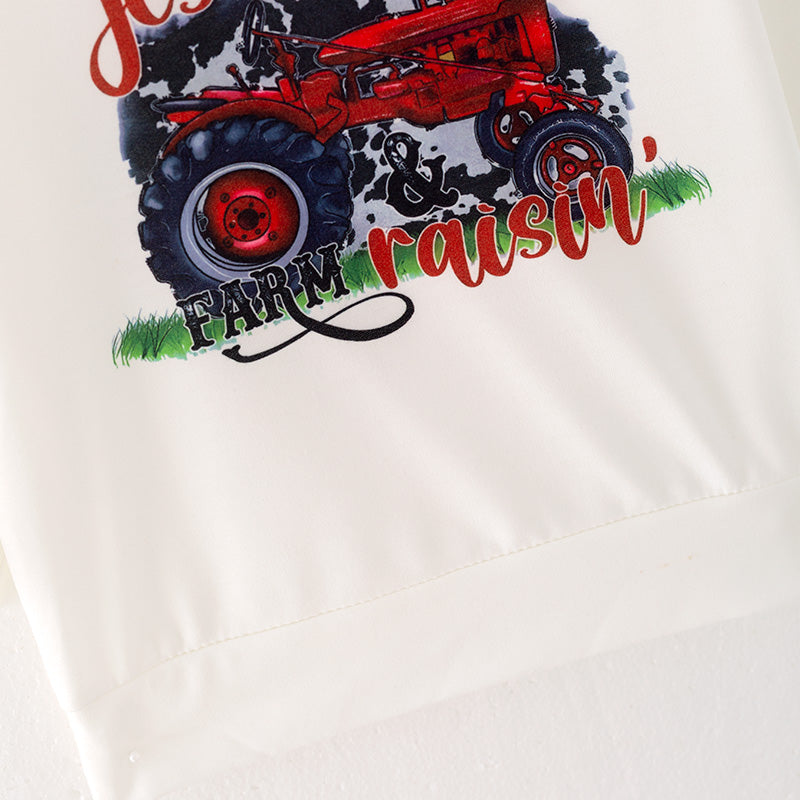 (In Stock L21-3-3)Boys White Farm Print Hoodie