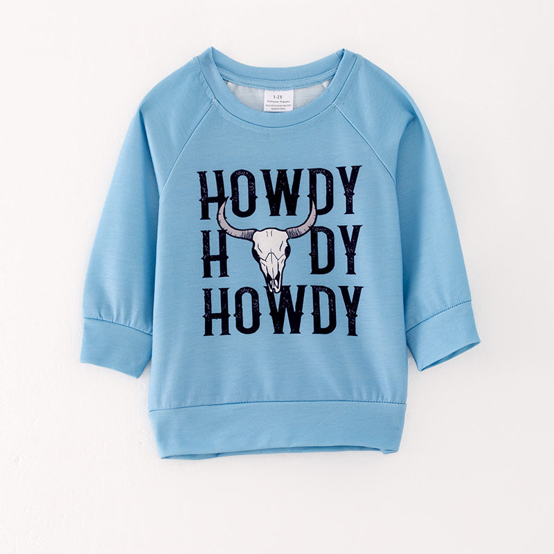 (In Stock L21-2-1)Boys Light Blue Halloween Print Hoodie