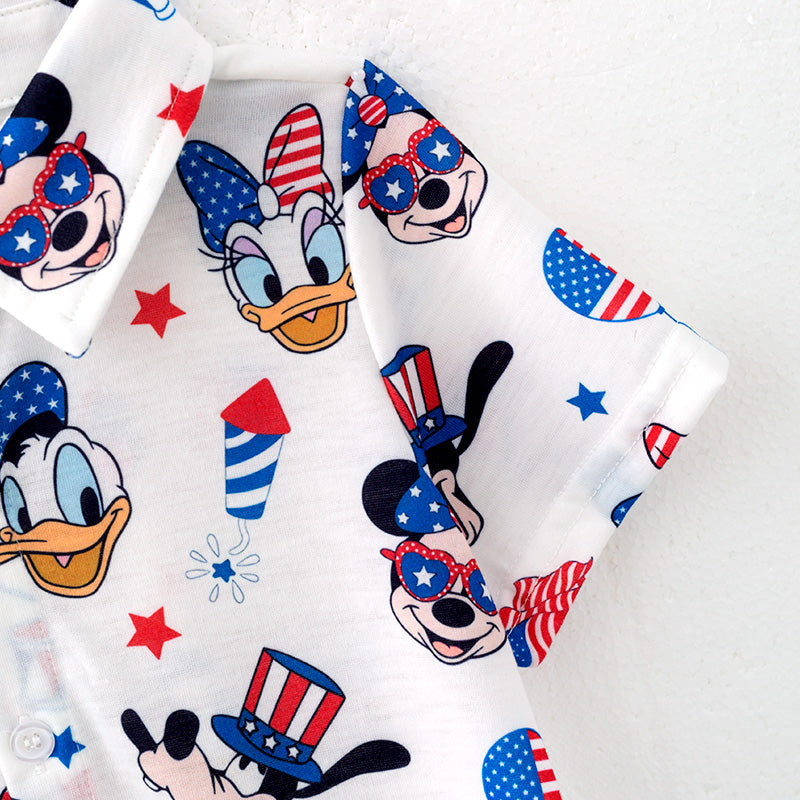 (In Stock)Boys Patriotic Cartoon Print Shirt