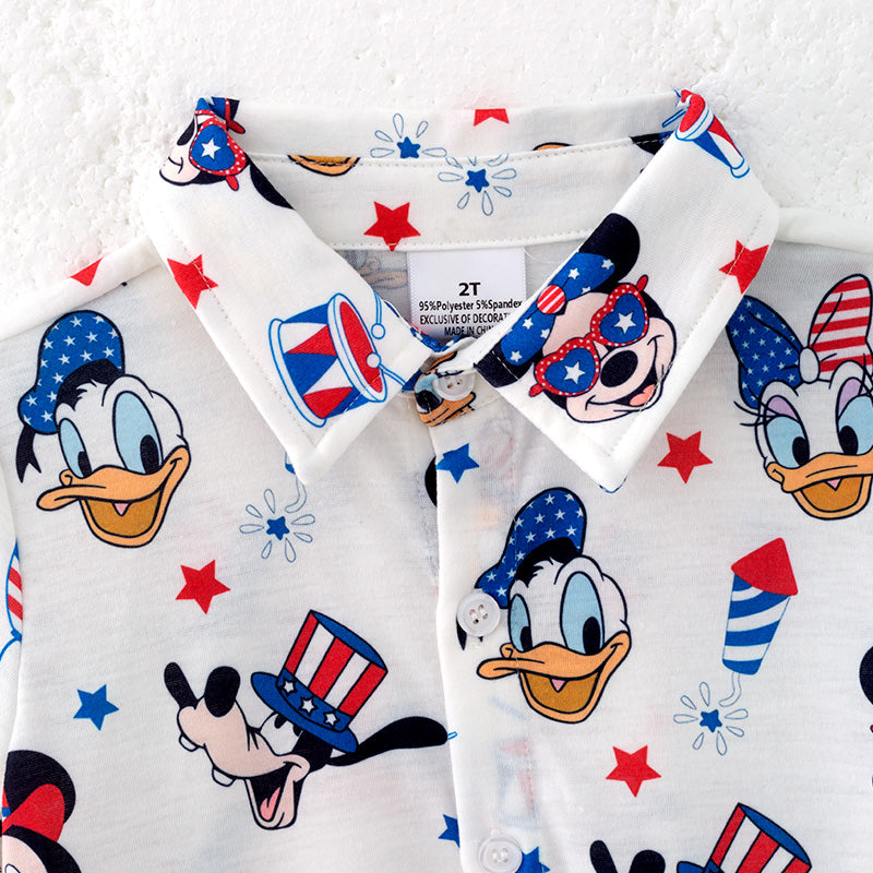 (In Stock)Boys Patriotic Cartoon Print Shirt