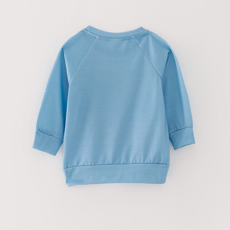 (In Stock L21-2-1)Boys Light Blue Halloween Print Hoodie