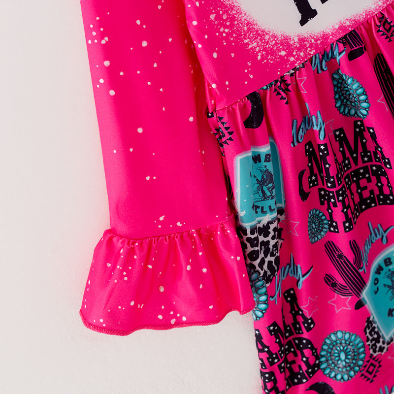 (In Stock L17-1-3)Girls Pink MAMA TRIED Print Dress