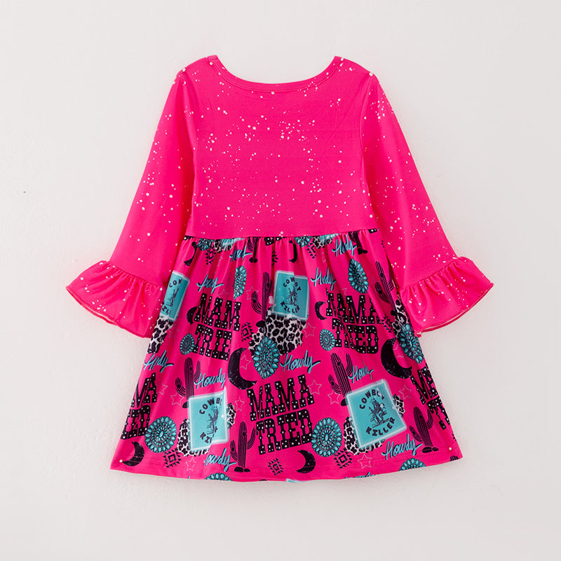 (In Stock L17-1-3)Girls Pink MAMA TRIED Print Dress