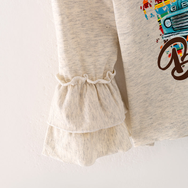 (In Stock L32-4-3)Girls Sunflower Print Denim Set