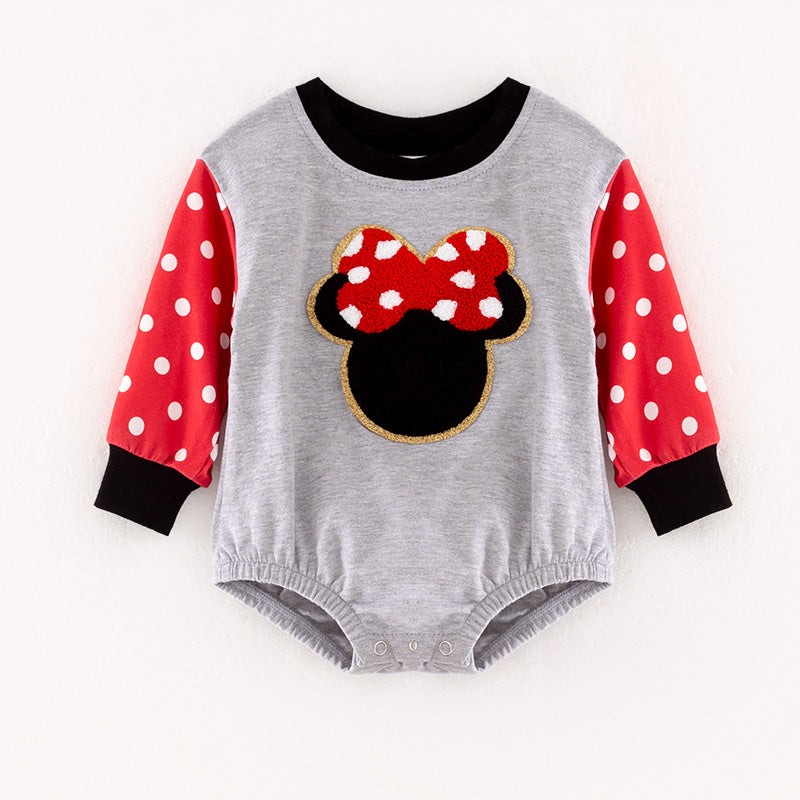 (In Stock L26-3-2)Baby Girls Cartoon Chenille Patches Romper