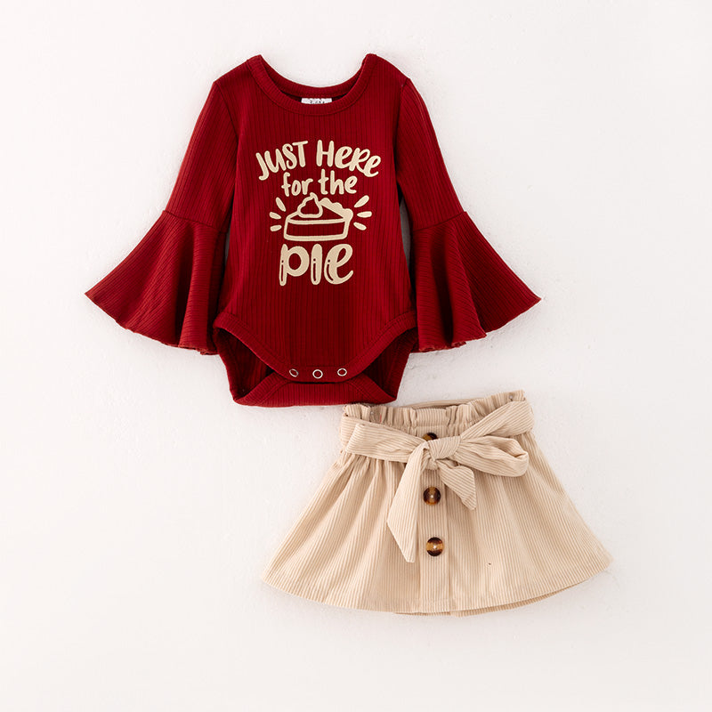 (In Stock L25-3-2)Baby Girls Dark Red Thanksgiving Romper