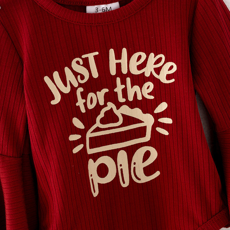 (In Stock L25-3-2)Baby Girls Dark Red Thanksgiving Romper