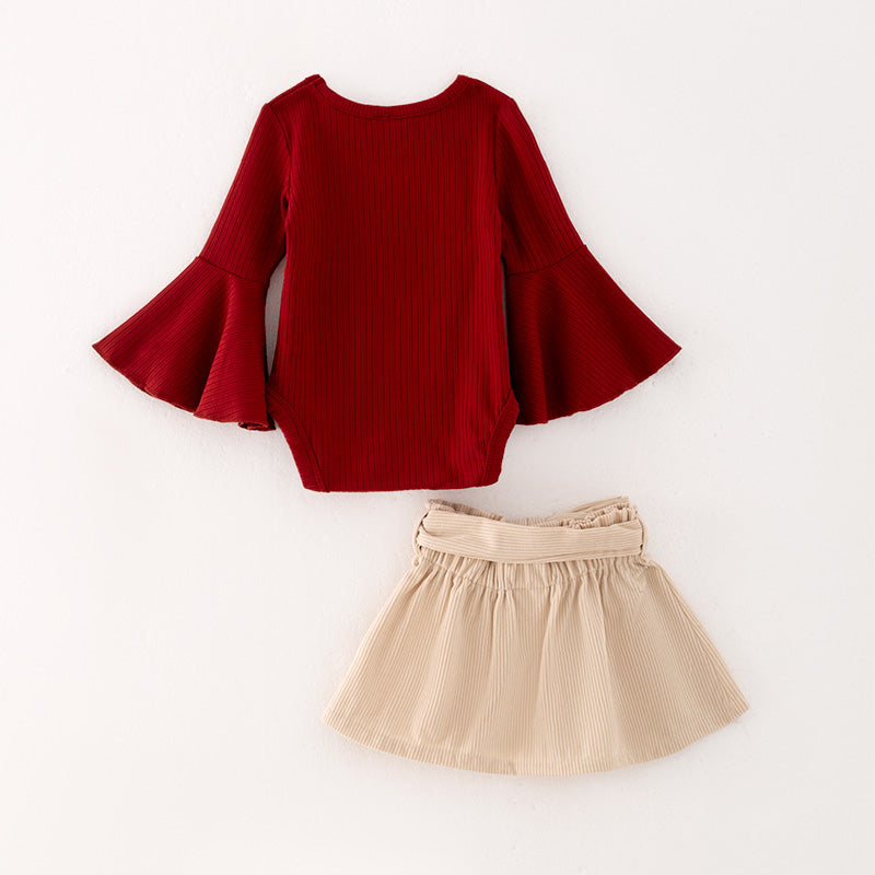 (In Stock L25-3-2)Baby Girls Dark Red Thanksgiving Romper