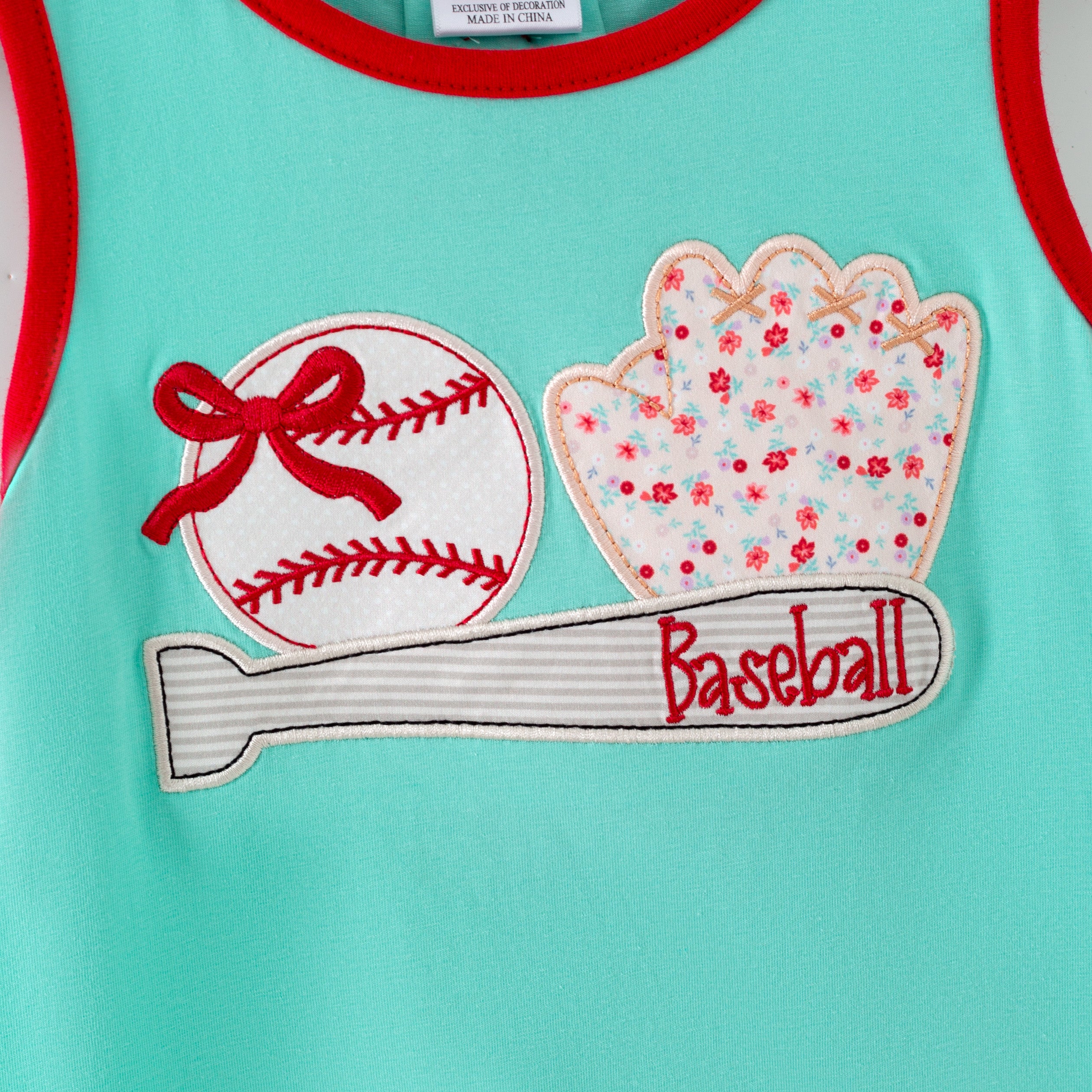 (In Stock)Siblings Spring&Summer Baseball Applique Shorts Set&Romper