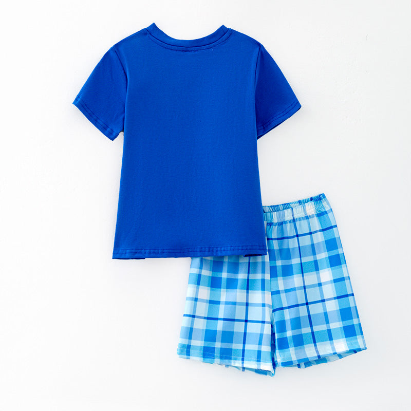 (In Stock)Boys Spring and Summer I ♥ MAMA Embroidery Smocked Shorts Set