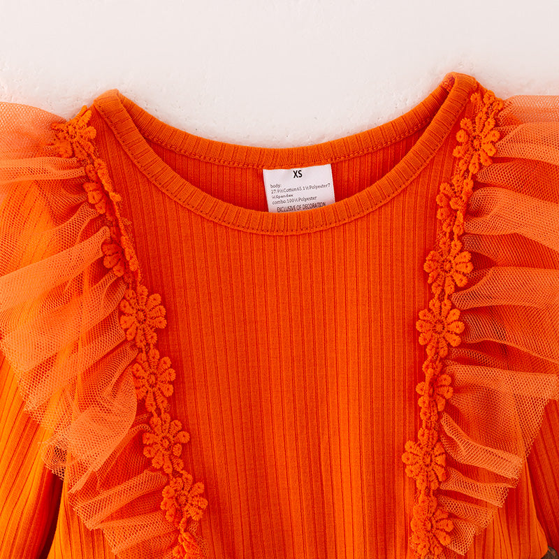 (In Stock L28-1-1)Girls Orange Thanksgiving Tulle Dress