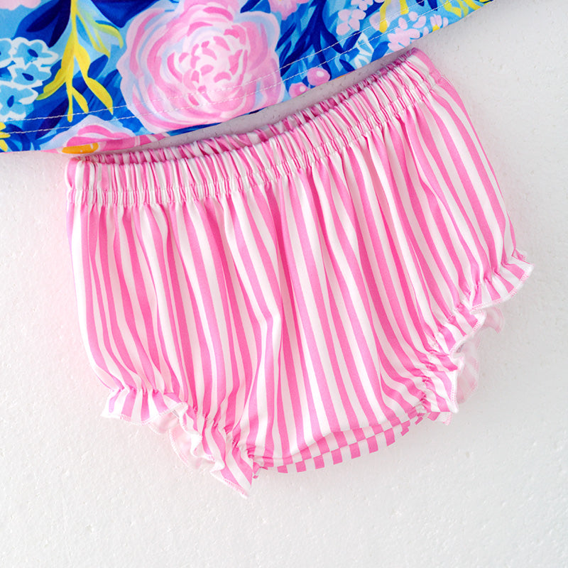 (In Stock)Toddler Girls Spring and Summer I ♥ MAMA Embroidery Smocked Bloomer Set