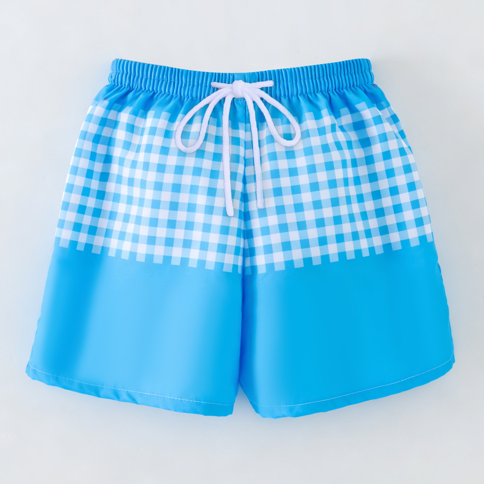 (In Stock)Boys Summer Blue Plaid Swimming Trunks