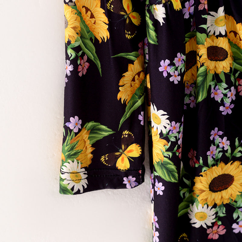 (In Stock L28-2-3)Girls Fall Floral Print Dress