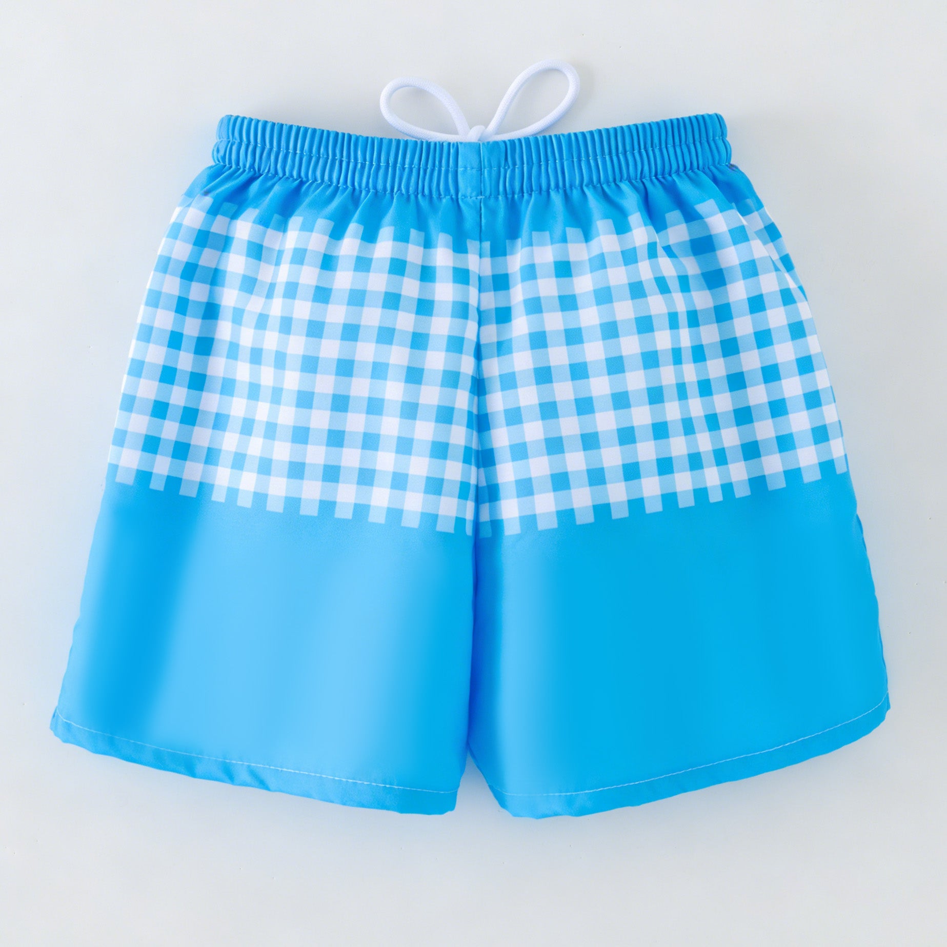 (In Stock)Boys Summer Blue Plaid Swimming Trunks