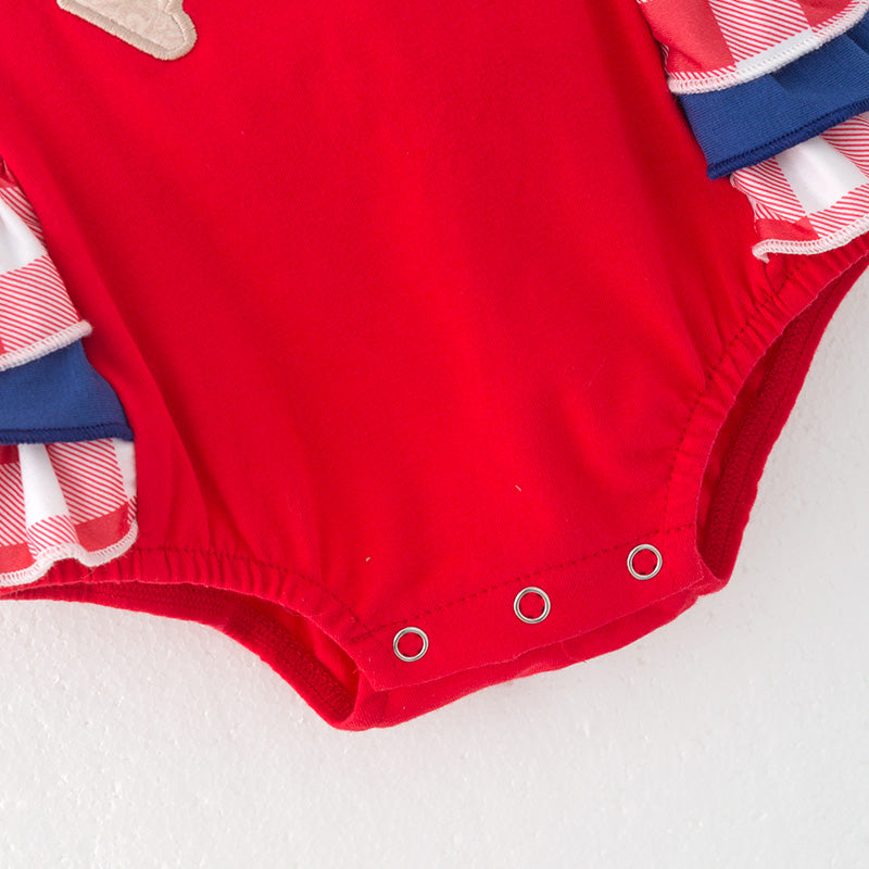 (In Stock)Toddler Girls Spring and Summer Baseball Applique Romper