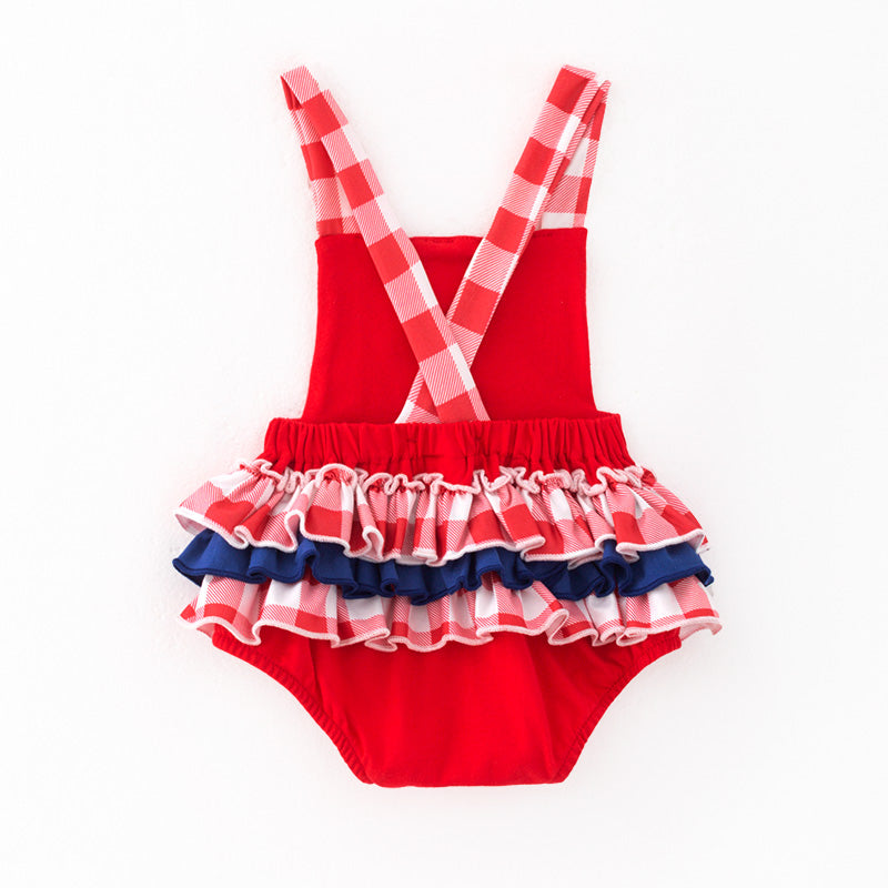 (In Stock)Toddler Girls Spring and Summer Baseball Applique Romper