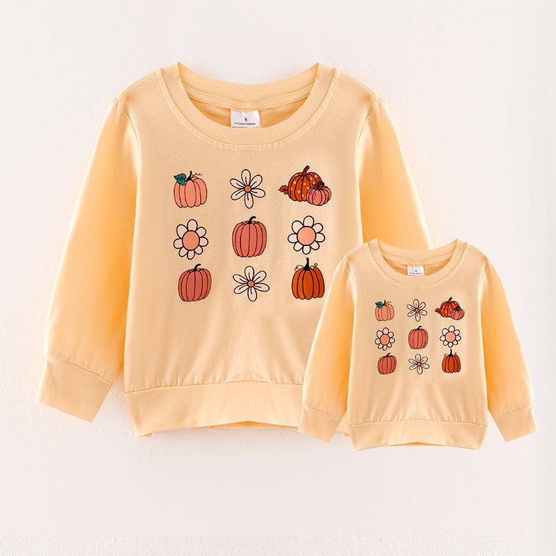 (In Stock L27-1-2)Mommy and Girls Buff Thanksgiving Print Top