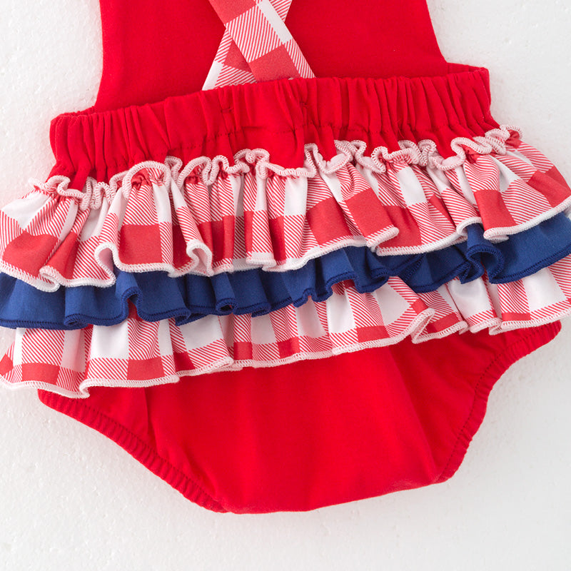 (In Stock)Toddler Girls Spring and Summer Baseball Applique Romper