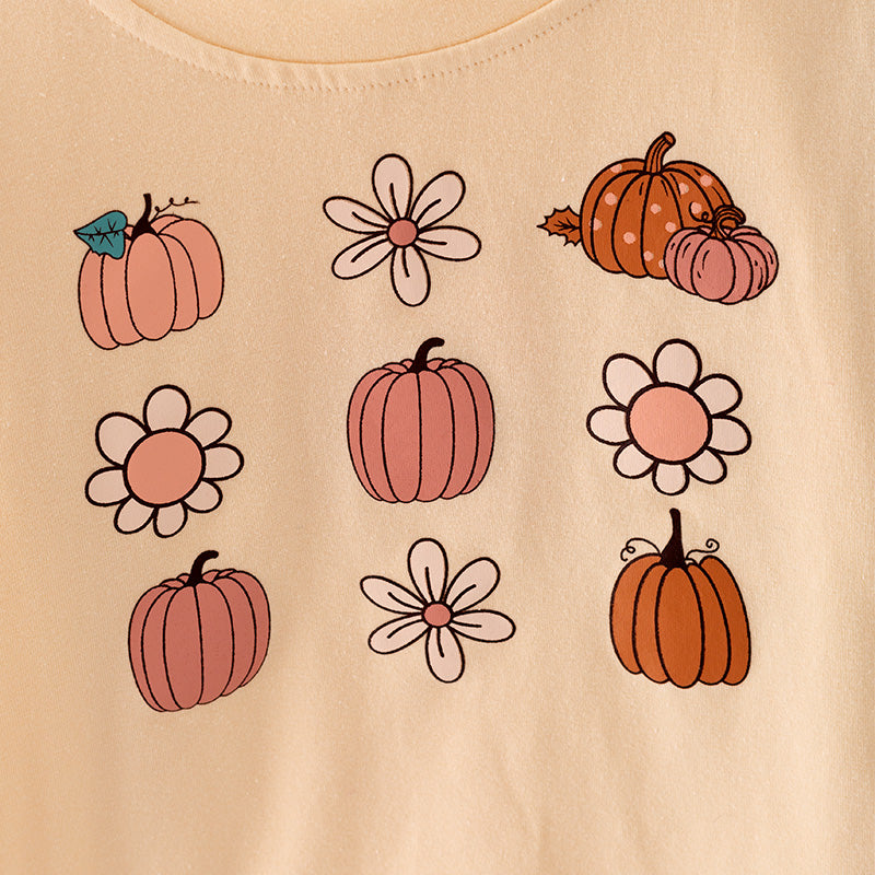 (In Stock L27-1-2)Mommy and Girls Buff Thanksgiving Print Top