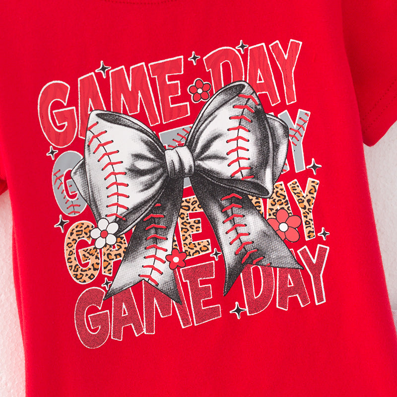 (In Stock)Girls Spring and Summer Baseball Print Denim Set