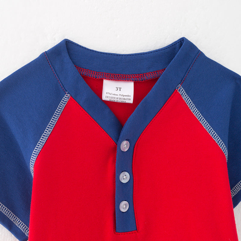 (In Stock)Boys Spring and Summer Baseball Applique Top