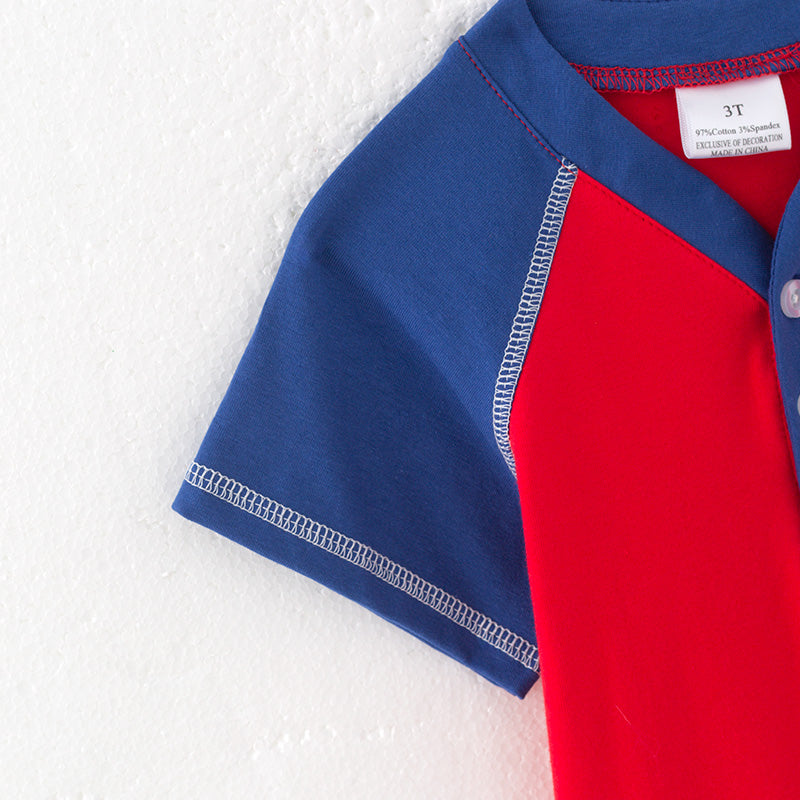 (In Stock)Boys Spring and Summer Baseball Applique Top