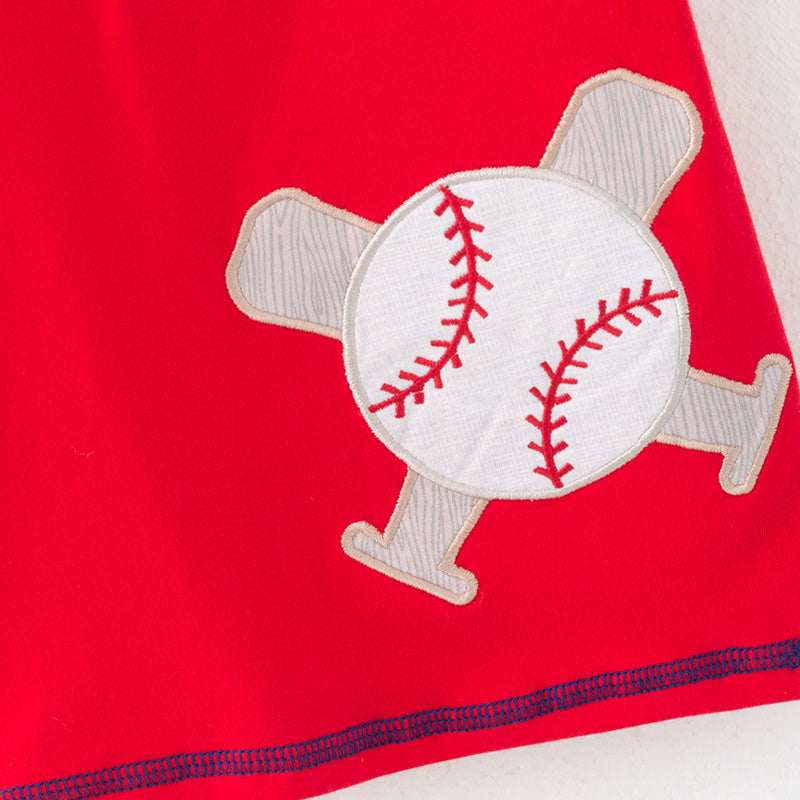 (In Stock)Boys Spring and Summer Baseball Applique Top
