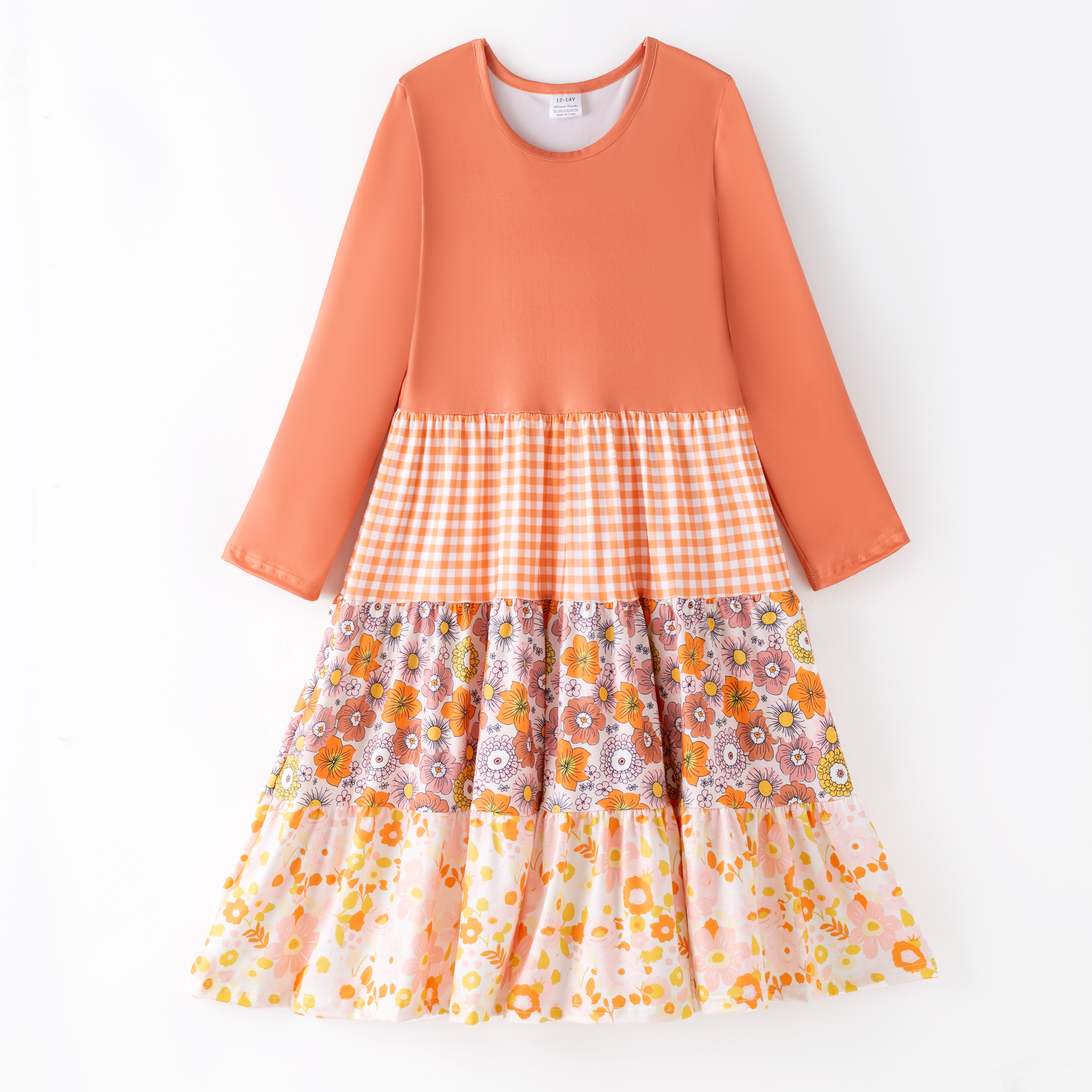 (Pre Order)Girls Fall Print Gored Dress