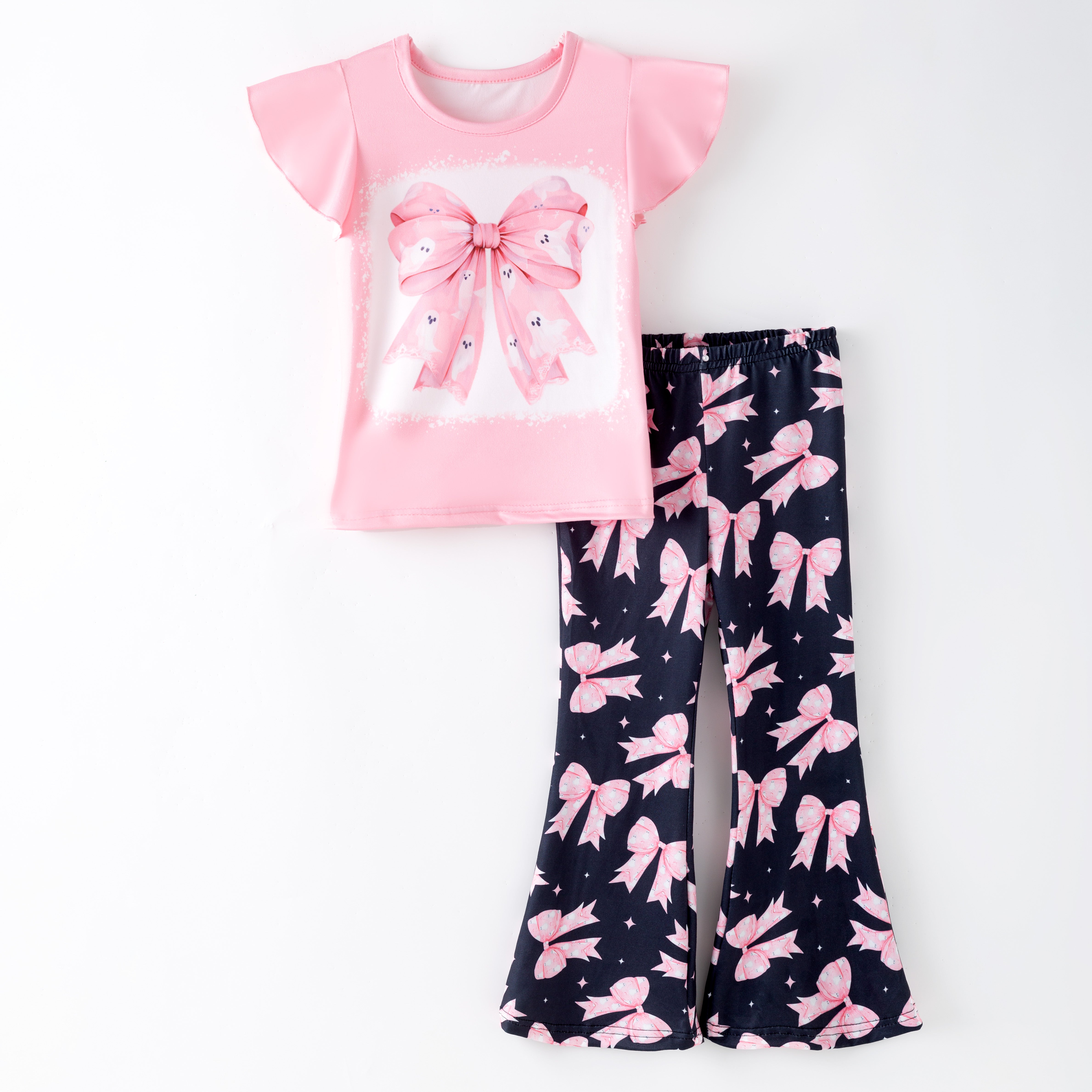 (Pre Order)Girls Halloween Cartoon Print Outfit Set