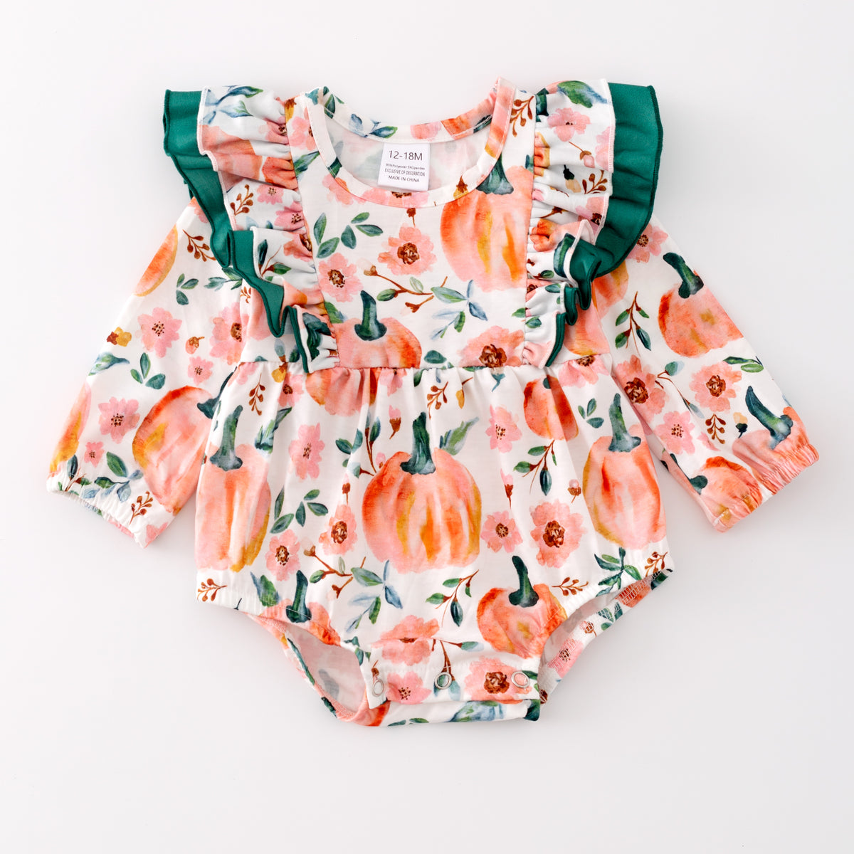 Conjunto De Halloween Para Bebé Niña - Body De Manga Larga Con Estampado Calabaza Y Accesorio De Pelo, Tallas 1-18 Meses