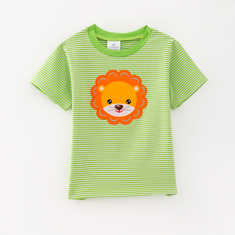 (In Stock)Boys Spring and Summer Lion Applique Cotton Top
